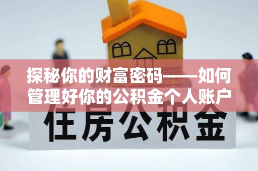 连南探秘你的财富密码——如何管理好你的公积金个人账户信息