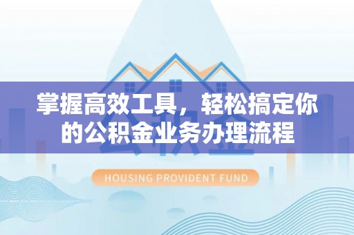 连南掌握高效工具，轻松搞定你的公积金业务办理流程