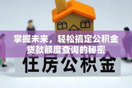 连南掌握未来，轻松搞定公积金贷款额度查询的秘密