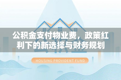 连南公积金支付物业费，政策红利下的新选择与财务规划