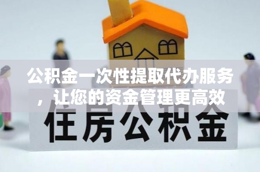 连南公积金一次性提取代办服务，让您的资金管理更高效