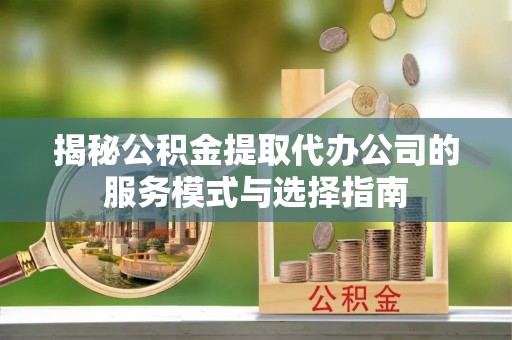 连南揭秘公积金提取代办公司的服务模式与选择指南