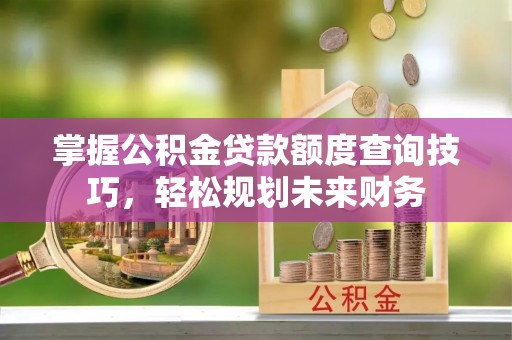 连南掌握公积金贷款额度查询技巧，轻松规划未来财务