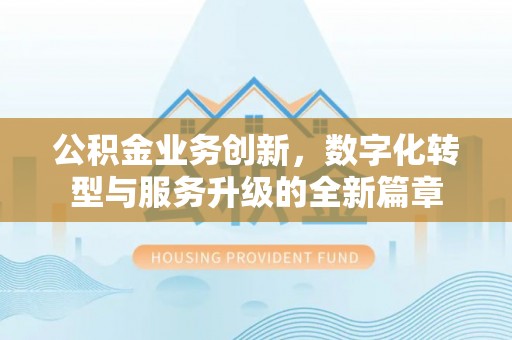 连南公积金业务创新，数字化转型与服务升级的全新篇章